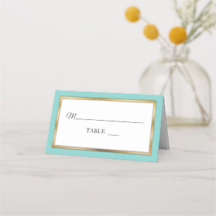 Aqua Goud Witte Eenvoudige Elegante Plaatskaar Plaatskaartje
