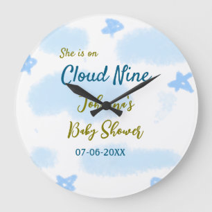 Aqua goud ze is op wolk negen baby shower wolken  grote klok