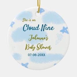 Aqua goud ze is op wolk negen baby shower wolken  keramisch ornament