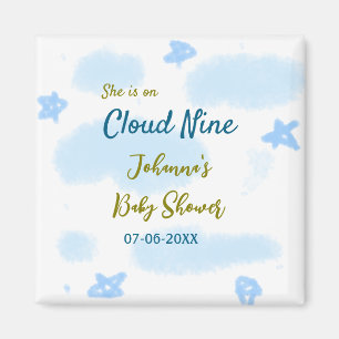 Aqua goud ze is op wolk negen baby shower wolken  magneet