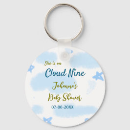 Aqua goud ze is op wolk negen baby shower wolken  sleutelhanger