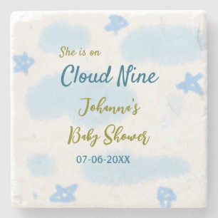 Aqua goud ze is op wolk negen baby shower wolken  stenen onderzetter