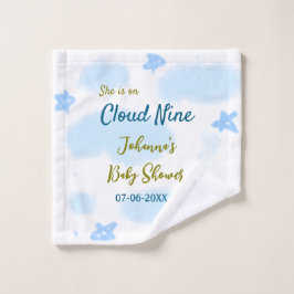 Aqua goud ze is op wolk negen baby shower wolken  washandje