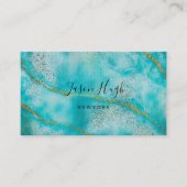 Aqua gouden glitter marmeren achtergrond visitekaartje (Voorkant)