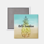 Aqua goudtropische waterverf ombre anananas magneet (Voorkant / Achterkant)