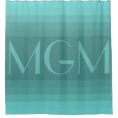 Aqua gradatie reuzenmonogram douchegordijn (Voorkant)