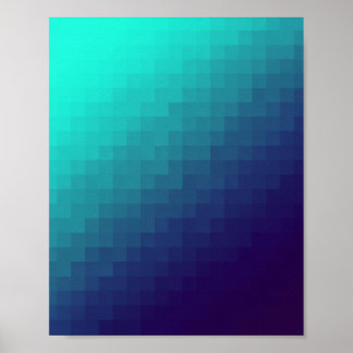 Aqua Gradient Pixels - Moderne technische kunst Poster