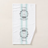 Aqua Grain Sack Custom Family Crest Towel set Bad Handdoek (Handdoek)