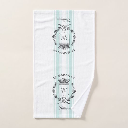 Aqua Grain Sack Custom Family Crest Towel set Bad Handdoek (Handdoek)