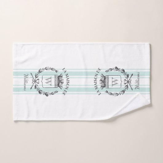 Aqua Grain Sack Custom Family Crest Towel set Bad Handdoek (Handdoek)