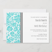 Aqua Gray 30th Birthday Party Invitation Kaart (Achterkant)