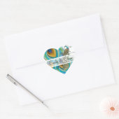 Aqua Gray 3 Peacock Feathers Wedding Sticker (Envelop)