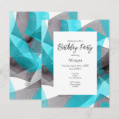 Aqua Gray Black Waterverf Abstracte penseelstreken Kaart (Voorkant / Achterkant)