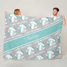 aqua gray blanke meisjes houden van volleybalsport fleece deken