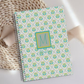 Aqua Gray Chartreuse Trendy Monogram Planner