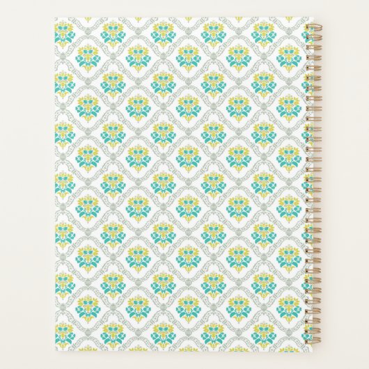 Aqua Gray Chartreuse Trendy Monogram Planner (Achterkant)