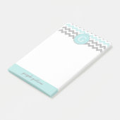 Aqua Gray Chevron Monogram Post-it® notes (Schuin)