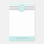 Aqua Gray Chevron Monogram Post-it® notes (Voorkant)