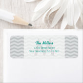 Aqua gray chevron monogram retour address labels (Insitu)