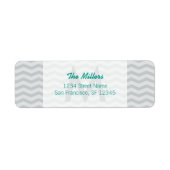 Aqua gray chevron monogram retour address labels (Voorkant)