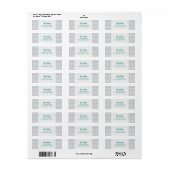 Aqua gray chevron monogram retour address labels (Full Sheet)