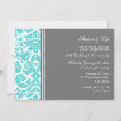 Aqua Gray Damask 25e jubileum uitnodiging (Achterkant)