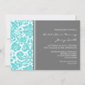 Aqua Gray Damask Bridal Shower Kaart (Achterkant)