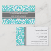Aqua Gray Damask Floral Visitekaartjes (Voorkant / Achterkant)