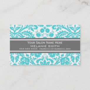 Aqua Gray Damask Salon Appointards Afsprakenkaartje