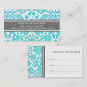 Aqua Gray Damask Salon Appointards Afsprakenkaartje (Voorkant / Achterkant)