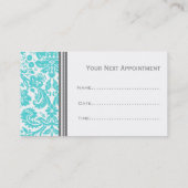 Aqua Gray Damask Salon Appointards Afsprakenkaartje (Achterkant)