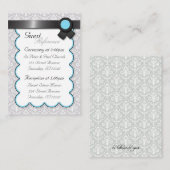 Aqua & Gray Damask Wedding Guest Reference Kaarten (Voorkant / Achterkant)