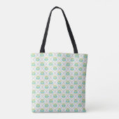 Aqua Gray en Chartreuse Pattern Trendy Monogram Tote Bag (Achterkant)