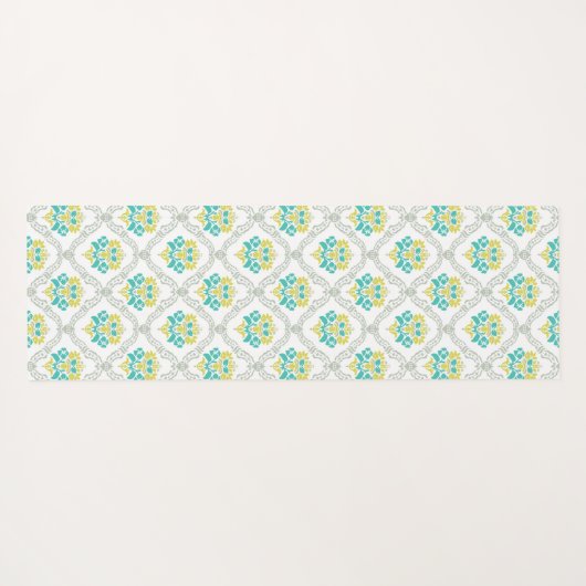 Aqua Gray en Chartreuse Trendy Monogram Yogamat (Achterkant (horizontaal))