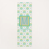 Aqua Gray en Chartreuse Trendy Monogram Yogamat (Voorkant)