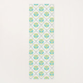 Aqua Gray en Chartreuse Trendy Monogram Yogamat (Achterkant)