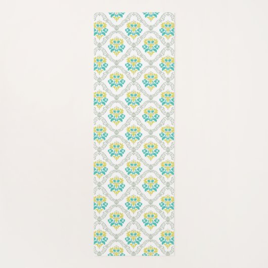 Aqua Gray en Chartreuse Trendy Monogram Yogamat (Achterkant)