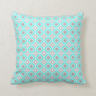 Aqua Gray Geometric Pattern Decorative Pillow Kussen