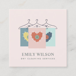 AQUA GRAY ORANJE BLUSH HANGT CLOTHES DRYCLEANER VIERKANTE VISITEKAARTJE