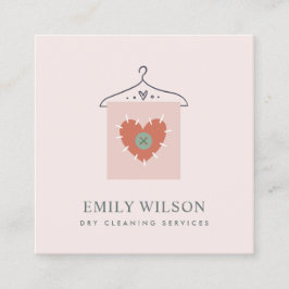 AQUA GRAY ORANJE BLUSH HANGT CLOTHES DRYCLEANER VIERKANTE VISITEKAARTJE