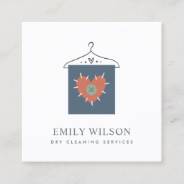 AQUA GRAY ORANJE BLUSH HANGT CLOTHES DRYCLEANER VIERKANTE VISITEKAARTJE