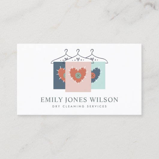 AQUA GRAY ORANJE BLUSH HANGT CLOTHES DRYCLEANER VISITEKAARTJE (Voorkant)