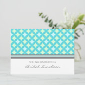 Aqua Gray Pattern Bridal Lunch Invitation Cards Kaart (Staand voorkant)