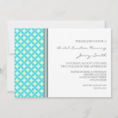 Aqua Gray Pattern Bridal Lunch Invitation Cards Kaart (Achterkant)