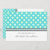 Aqua Gray Pattern Bridal Lunch Invitation Cards Kaart (Voorkant / Achterkant)