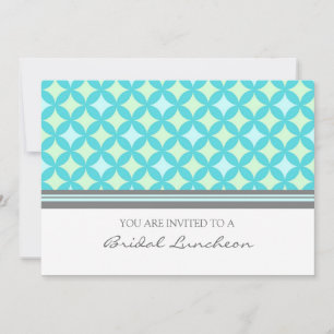 Aqua Gray Pattern Bridal Lunch Invitation Cards Kaart
