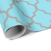 Aqua Gray Quatrefoil past achtergrondkleur aan Cadeaupapier (Rol Hoek)