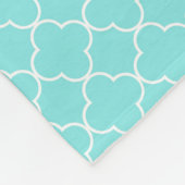 Aqua Gray Quatrefoil Pattern Monogram Blanket Fleece Deken (Hoek)