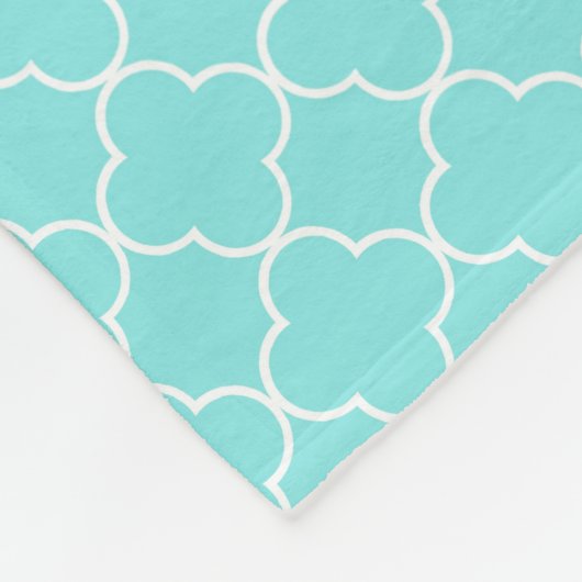 Aqua Gray Quatrefoil Pattern Monogram Blanket Fleece Deken (Hoek)