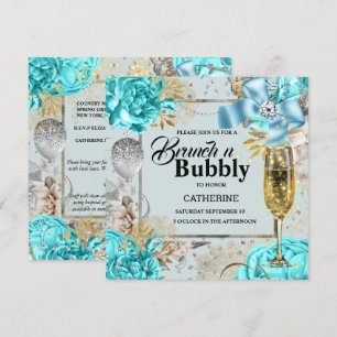 Aqua gray roos shabby chic bubbly glitter kaart